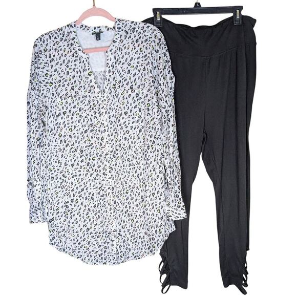 Torrid Emma Babydoll Challis Leopard Print Tunic + Black Leggings 3X OUTFIT - Picture 1 of 12